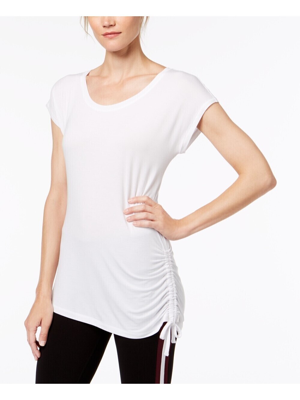 Ideology Womens Activewear Side Tie T-Shirt Size S